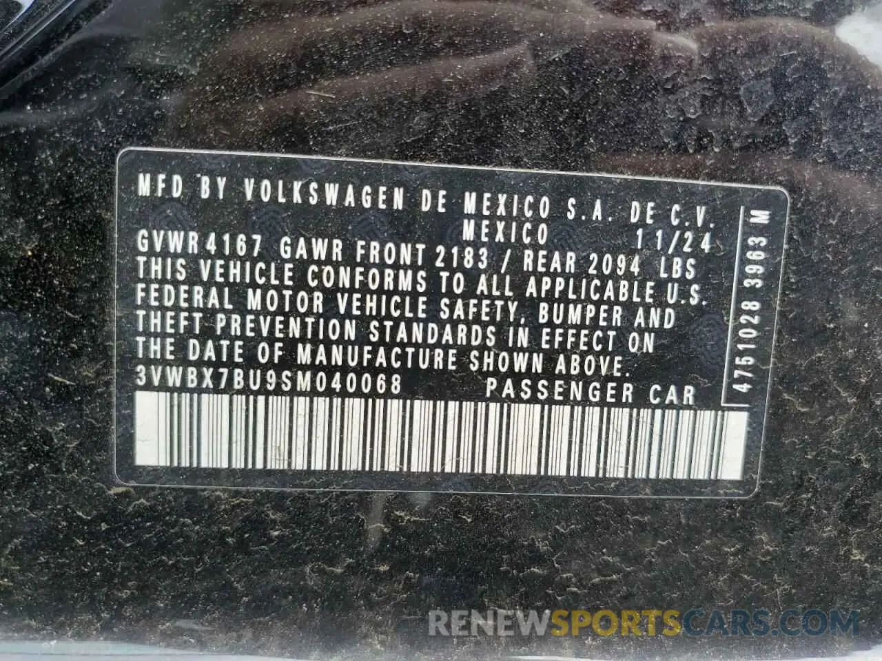 13 Photograph of a damaged car 3VWBX7BU9SM040068 VOLKSWAGEN JETTA 2025