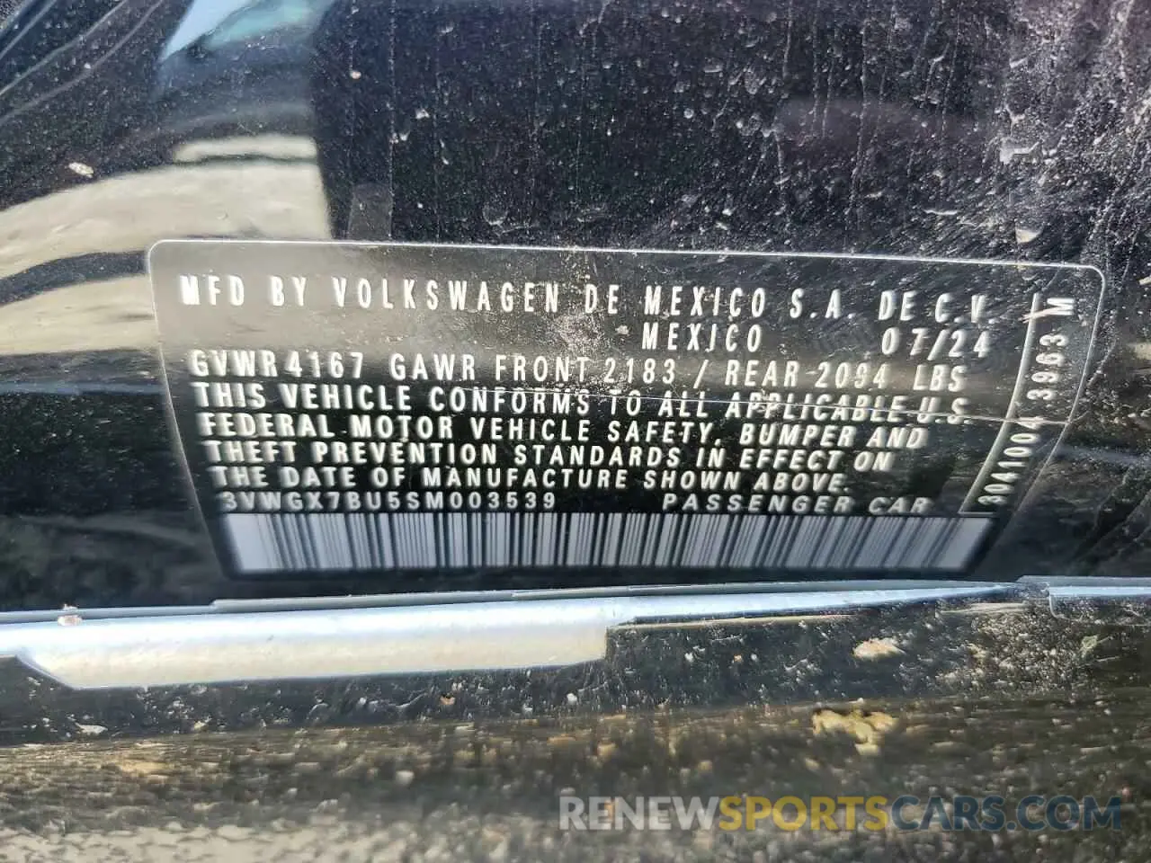 13 Photograph of a damaged car 3VWGX7BU5SM003539 VOLKSWAGEN JETTA 2025
