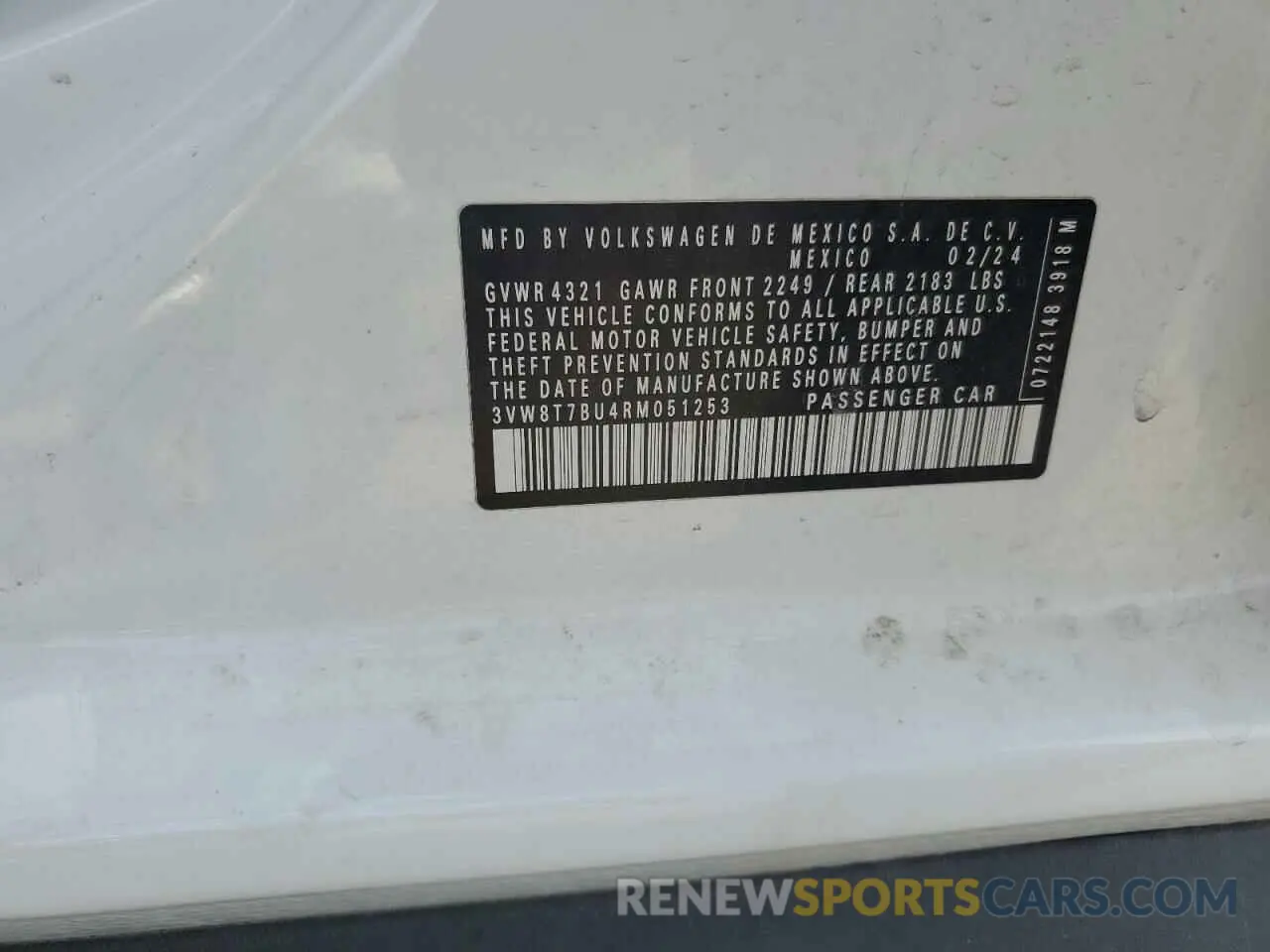 14 Фотография поврежденного автомобиля 3VW8T7BU4RM051253 VOLKSWAGEN JETTA 40TH 2024