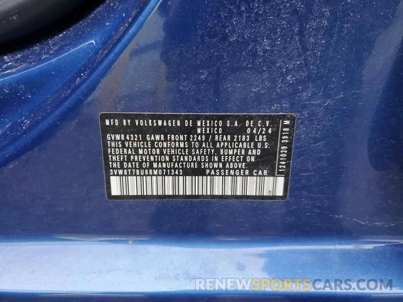 13 Photograph of a damaged car 3VW8T7BU6RM071343 VOLKSWAGEN JETTA 40TH 2024