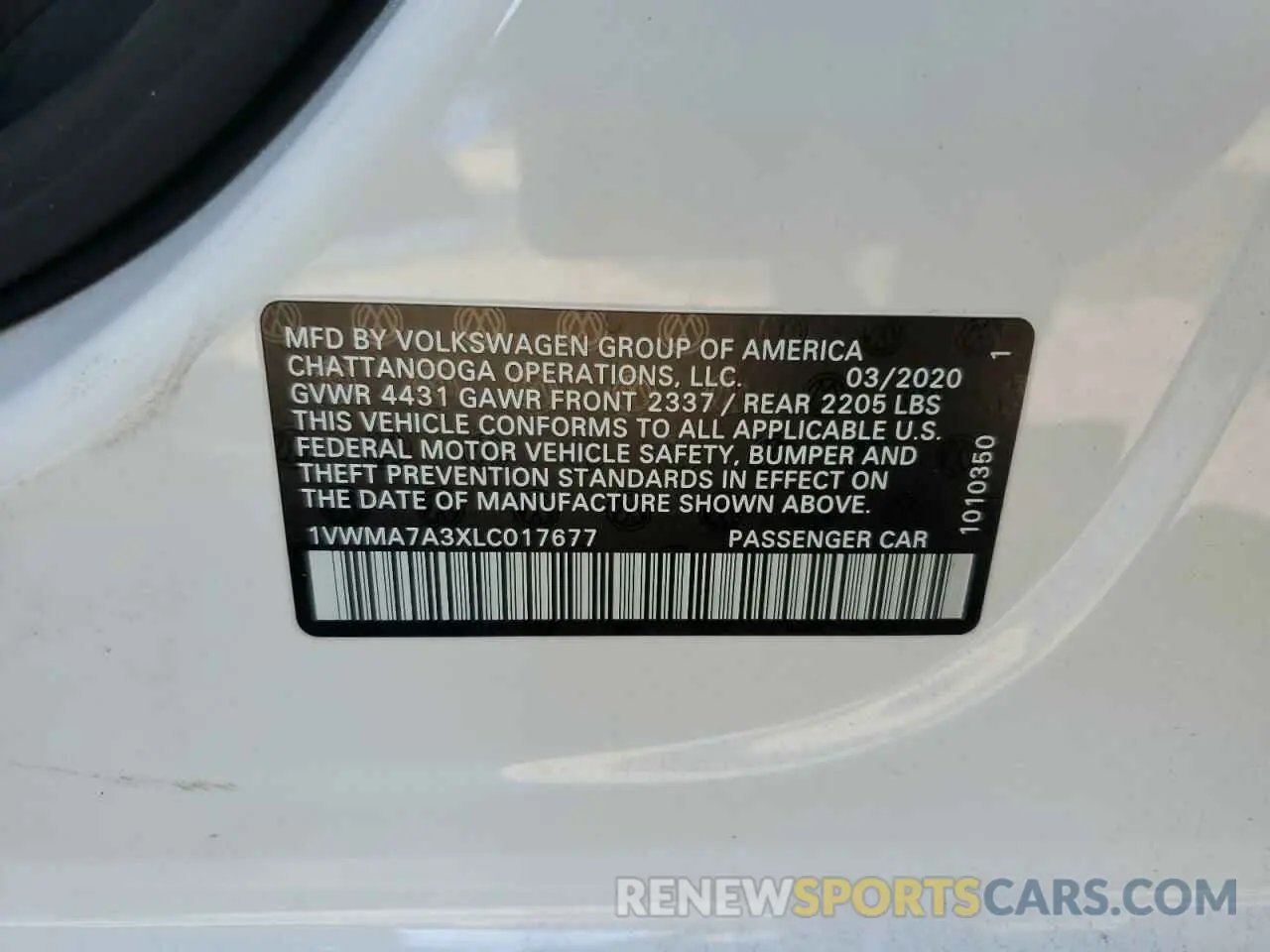12 Фотография поврежденного автомобиля 1VWMA7A3XLC017677 VOLKSWAGEN PASSAT 2020