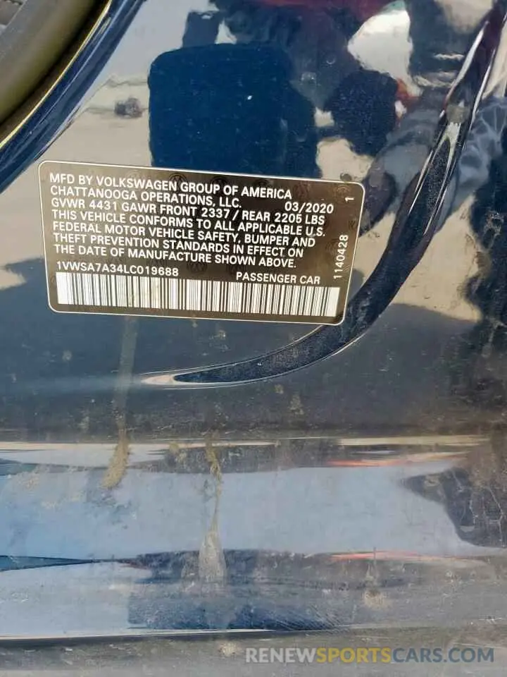 12 Photograph of a damaged car 1VWSA7A34LC019688 VOLKSWAGEN PASSAT 2020