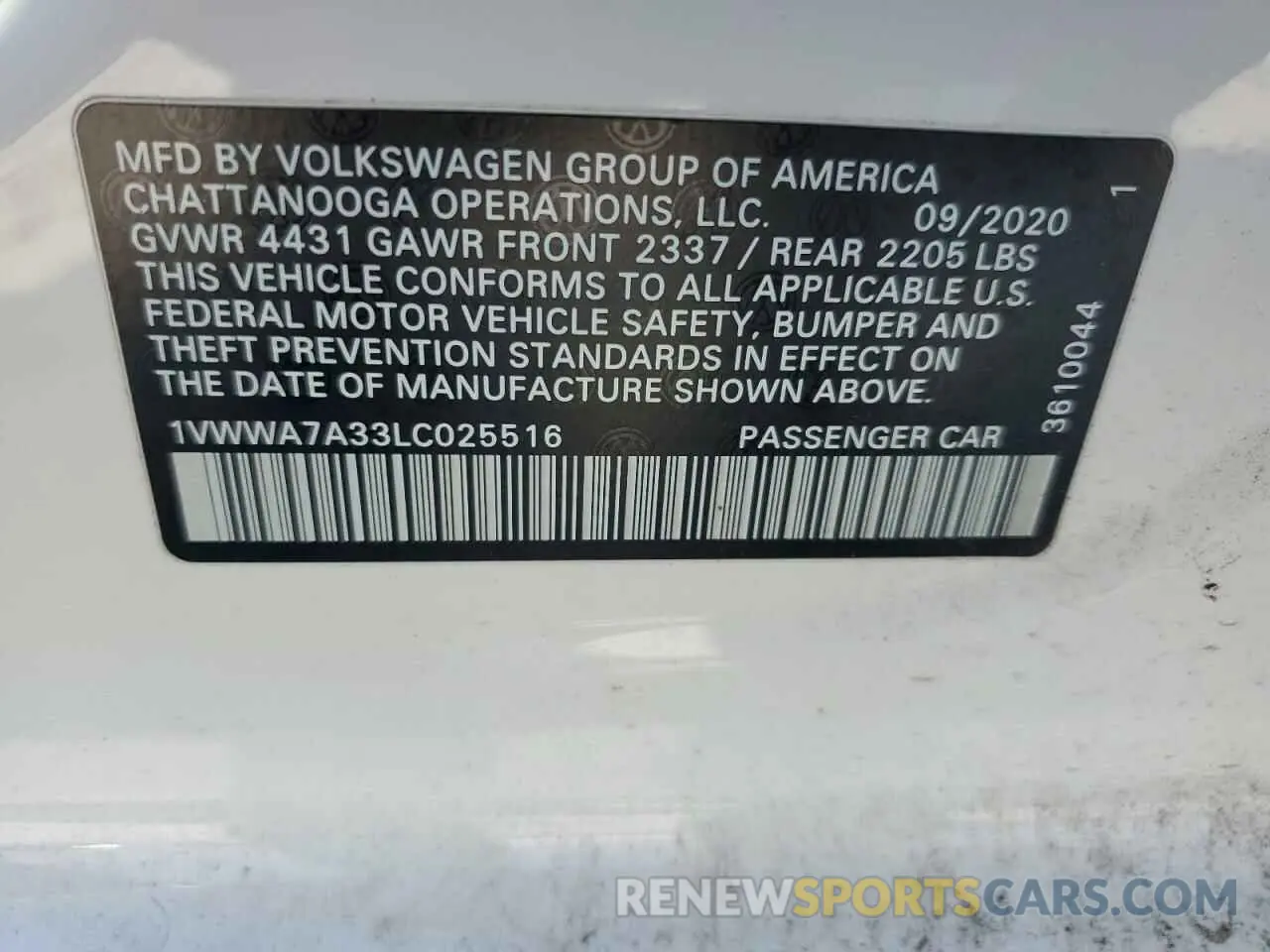 15 Фотография поврежденного автомобиля 1VWWA7A33LC025516 VOLKSWAGEN PASSAT 2020
