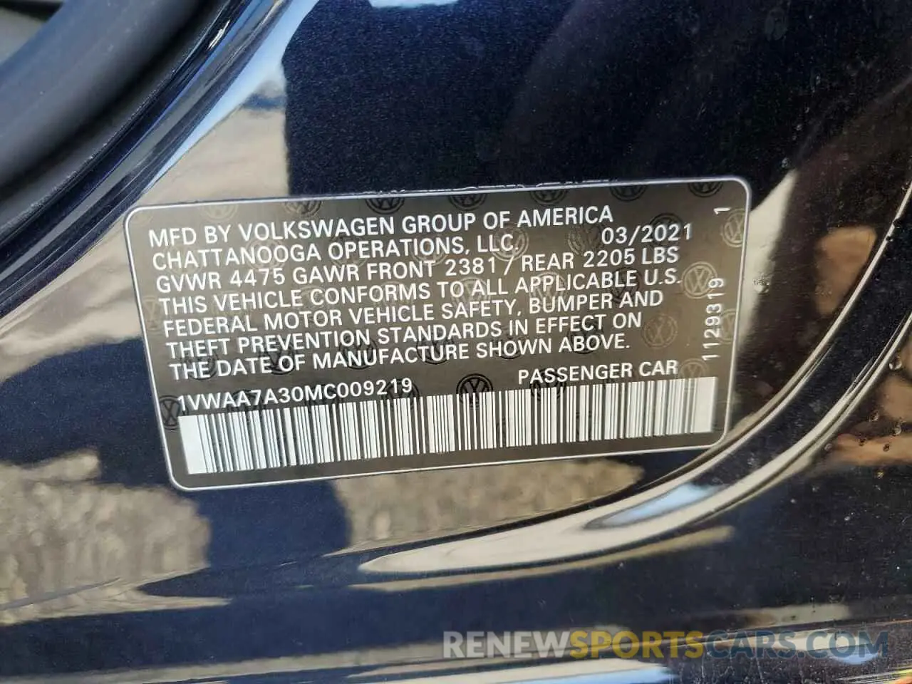 12 Фотография поврежденного автомобиля 1VWAA7A30MC009219 VOLKSWAGEN PASSAT 2021