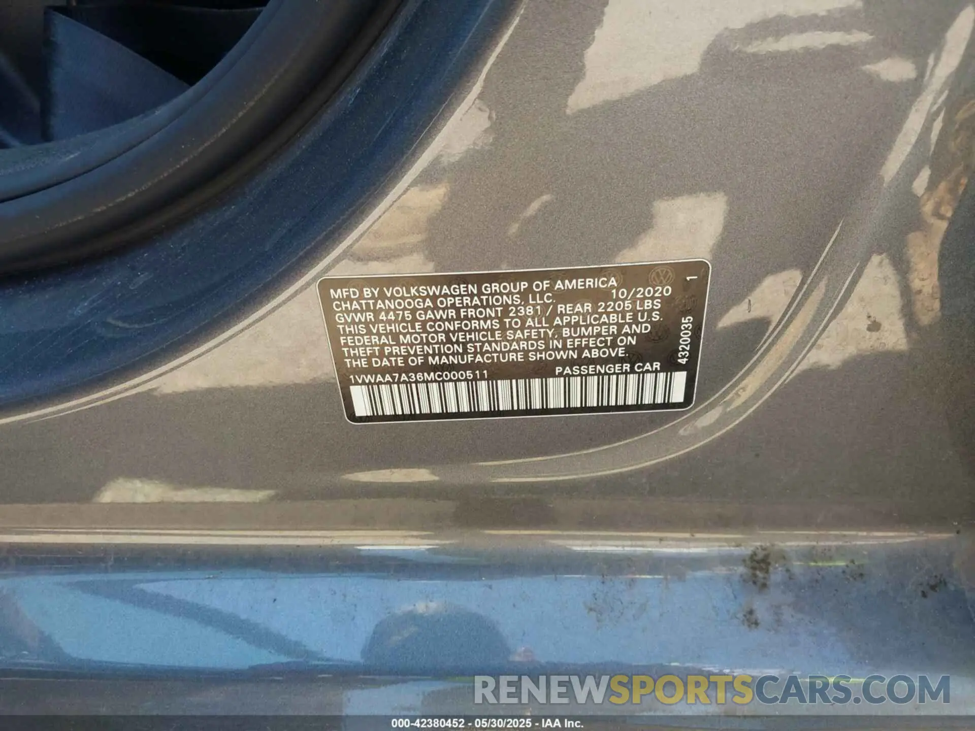 9 Photograph of a damaged car 1VWAA7A36MC000511 VOLKSWAGEN PASSAT 2021