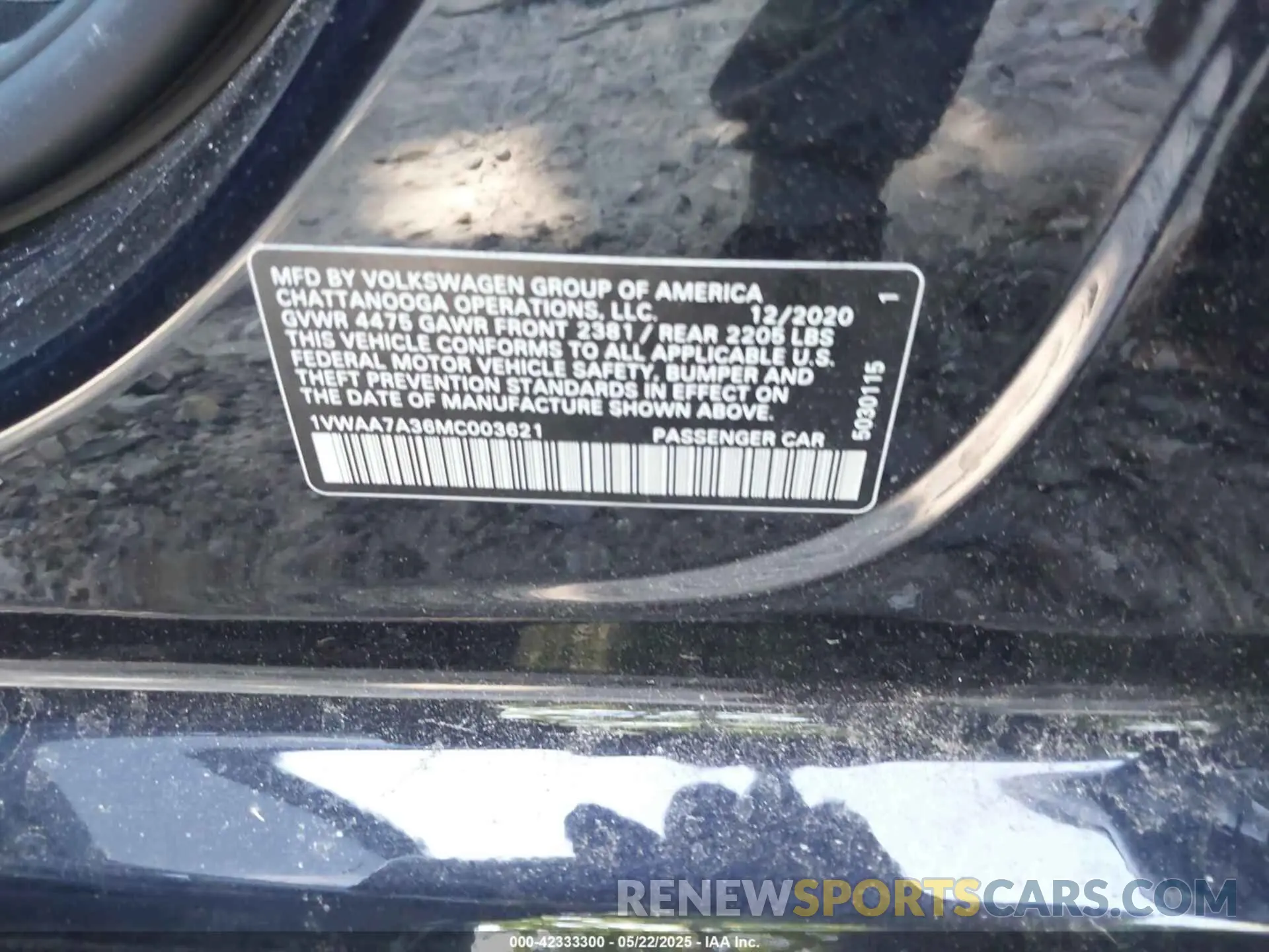 9 Photograph of a damaged car 1VWAA7A36MC003621 VOLKSWAGEN PASSAT 2021