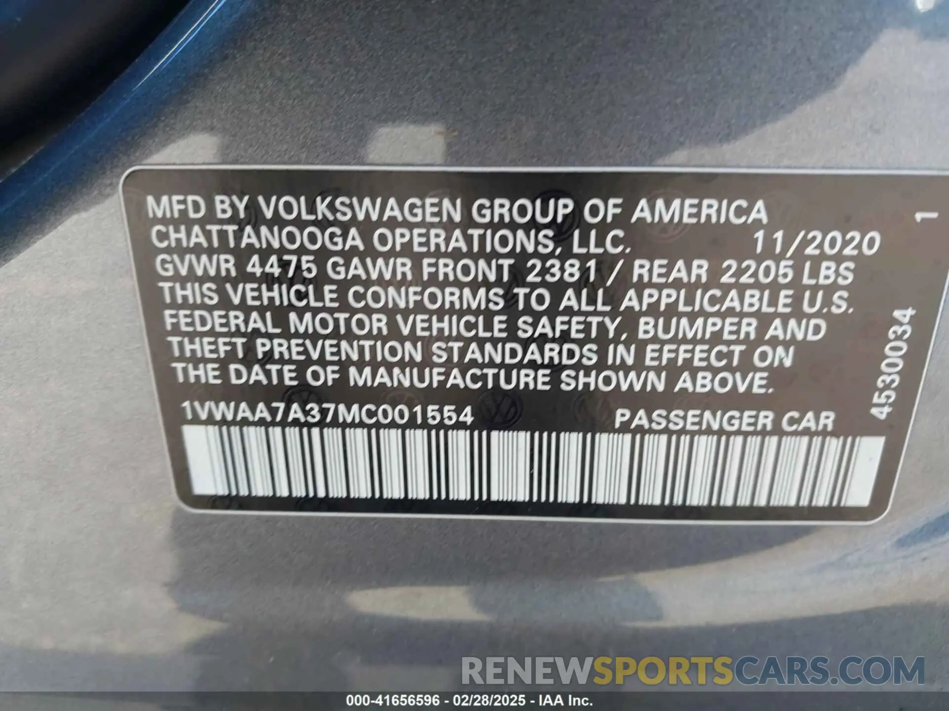 9 Фотография поврежденного автомобиля 1VWAA7A37MC001554 VOLKSWAGEN PASSAT 2021