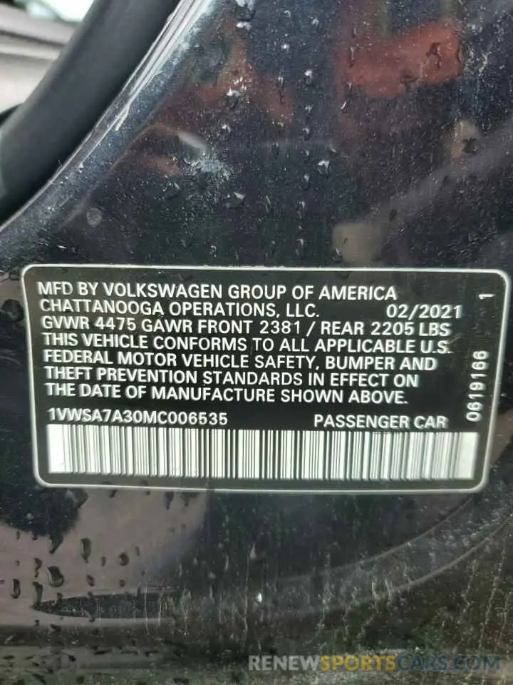 12 Фотография поврежденного автомобиля 1VWSA7A30MC006535 VOLKSWAGEN PASSAT 2021
