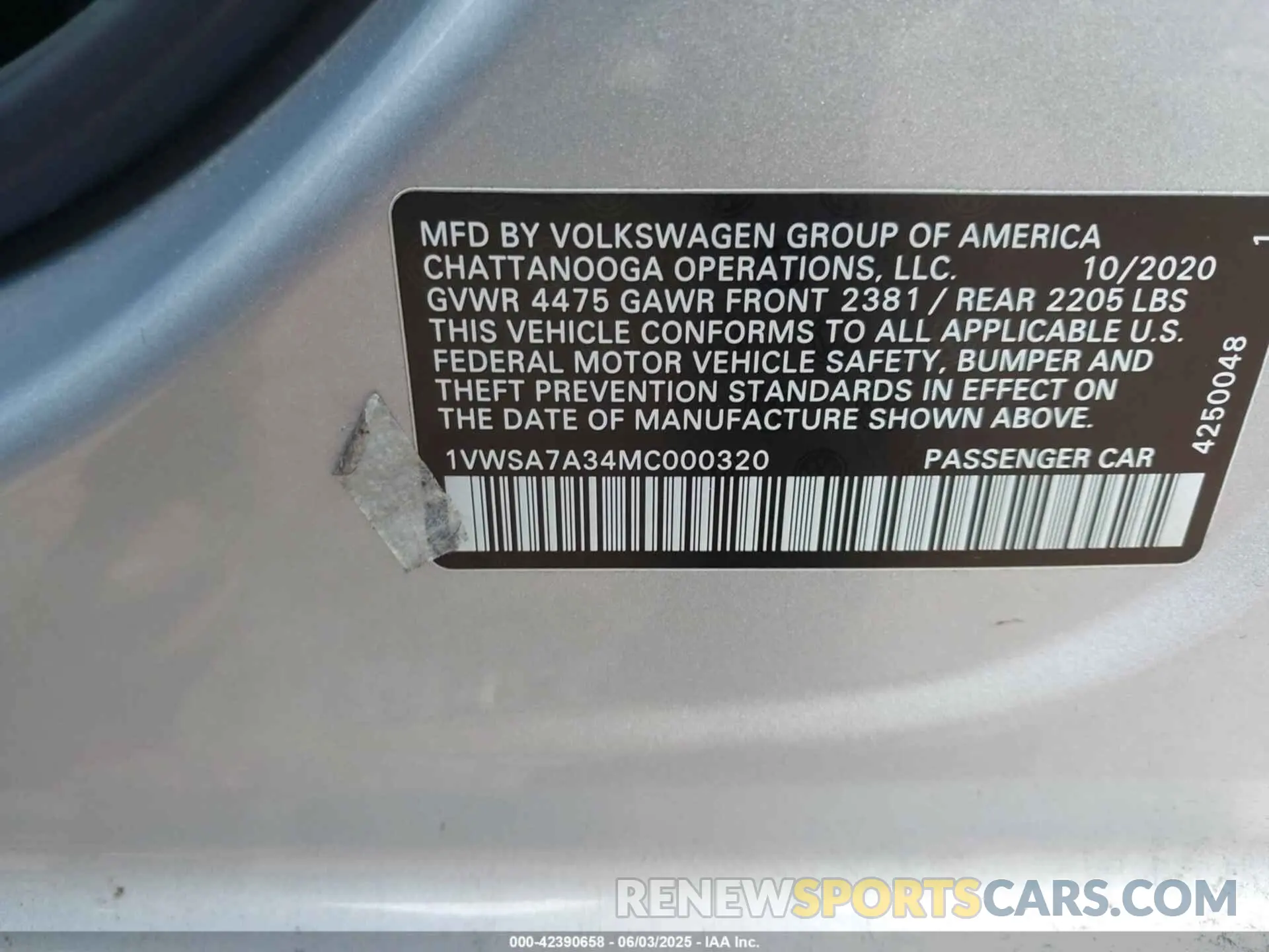 9 Photograph of a damaged car 1VWSA7A34MC000320 VOLKSWAGEN PASSAT 2021