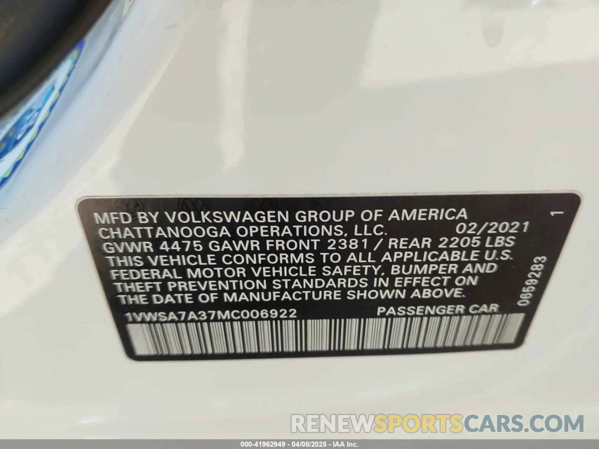 9 Photograph of a damaged car 1VWSA7A37MC006922 VOLKSWAGEN PASSAT 2021