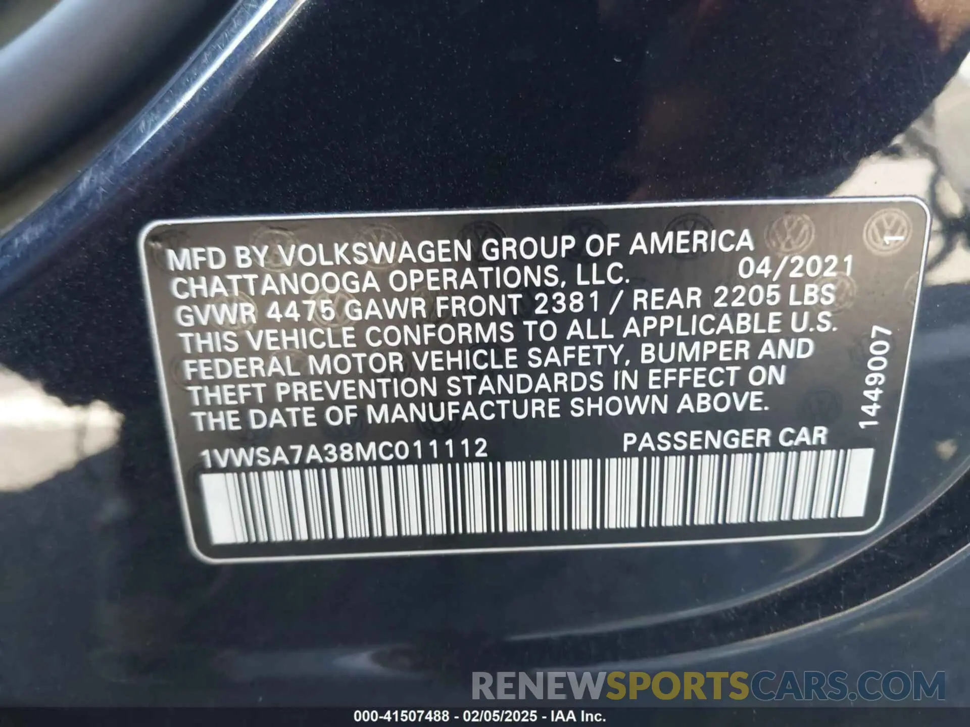 9 Photograph of a damaged car 1VWSA7A38MC011112 VOLKSWAGEN PASSAT 2021