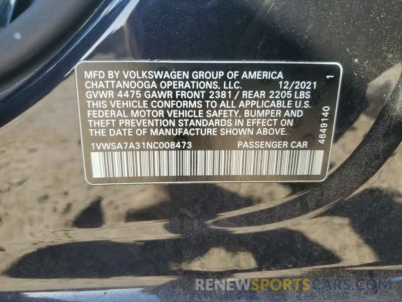 15 Photograph of a damaged car 1VWSA7A31NC008473 VOLKSWAGEN PASSAT 2022