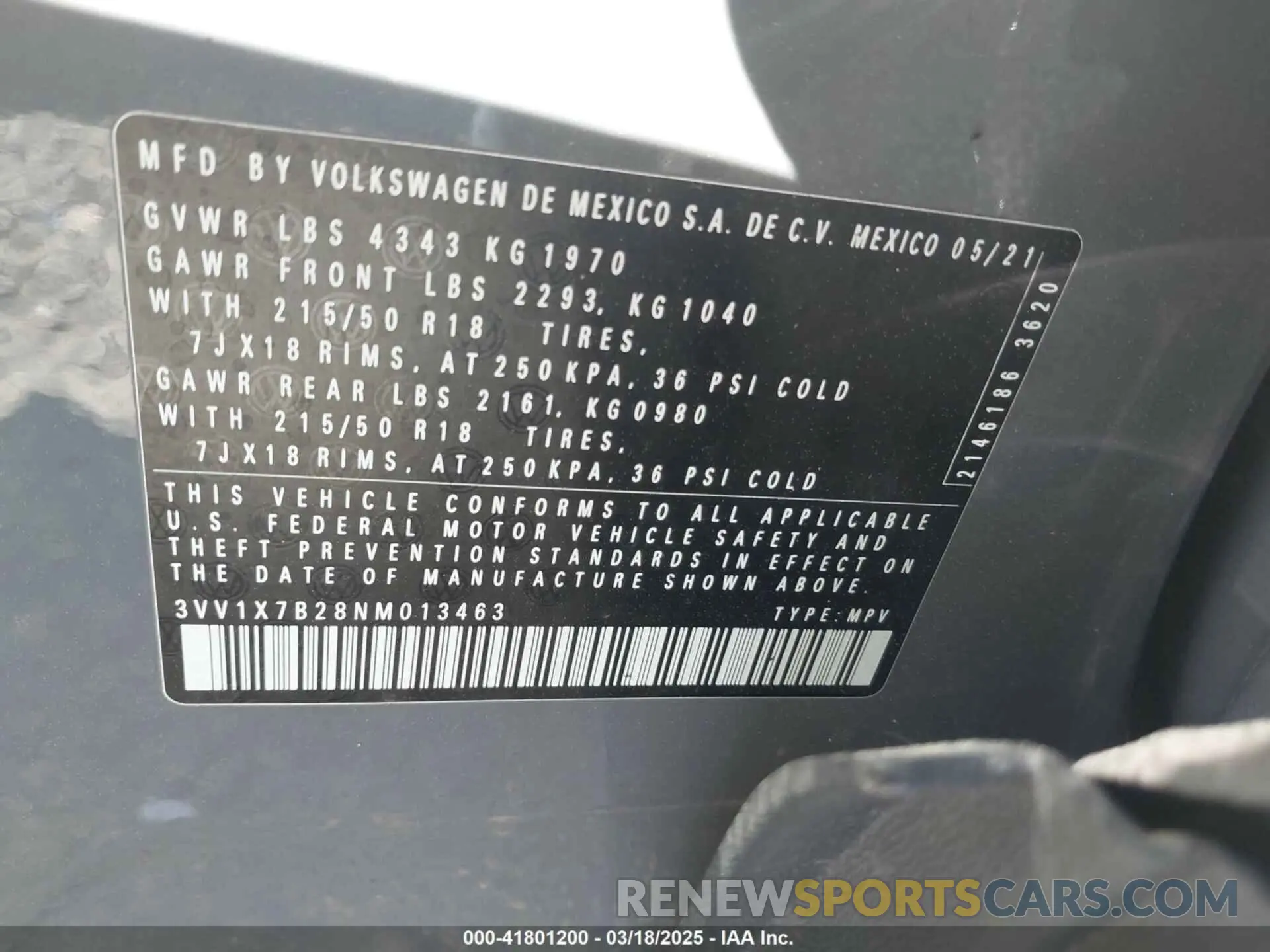 9 Photograph of a damaged car 3VV1X7B28NM013463 VOLKSWAGEN TAOS 2022