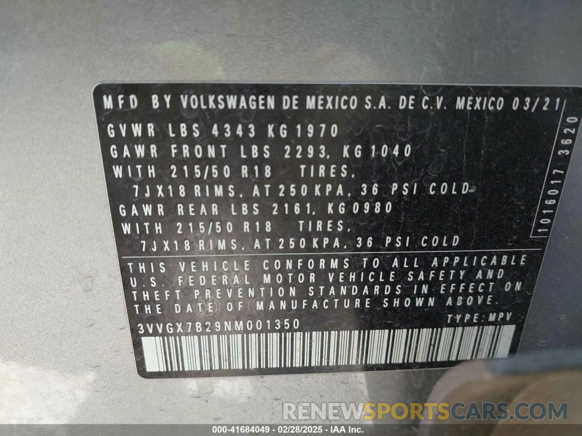 9 Photograph of a damaged car 3VVGX7B29NM001350 VOLKSWAGEN TAOS 2022