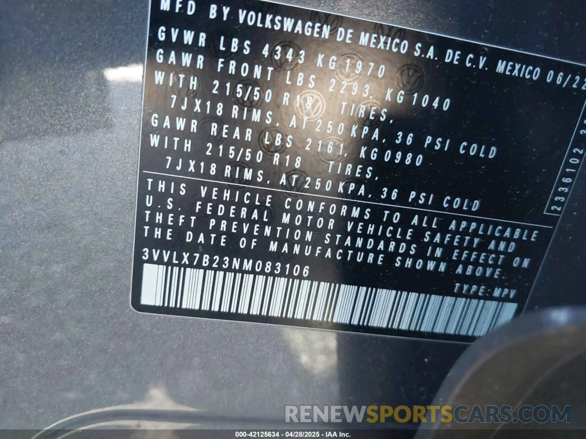 9 Photograph of a damaged car 3VVLX7B23NM083106 VOLKSWAGEN TAOS 2022