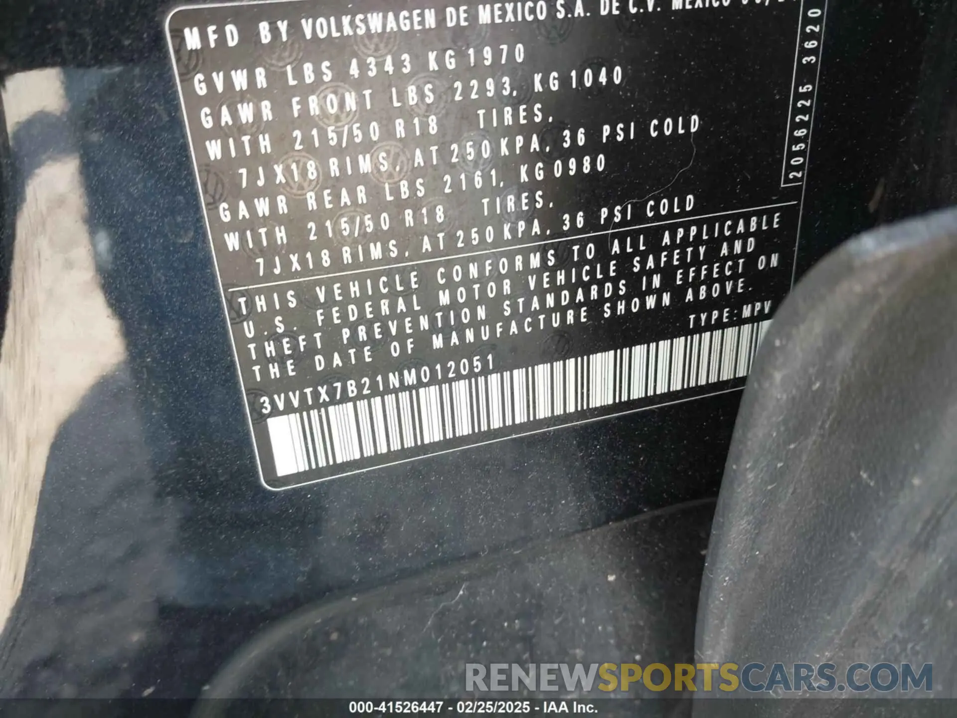 9 Фотография поврежденного автомобиля 3VVTX7B21NM012051 VOLKSWAGEN TAOS 2022