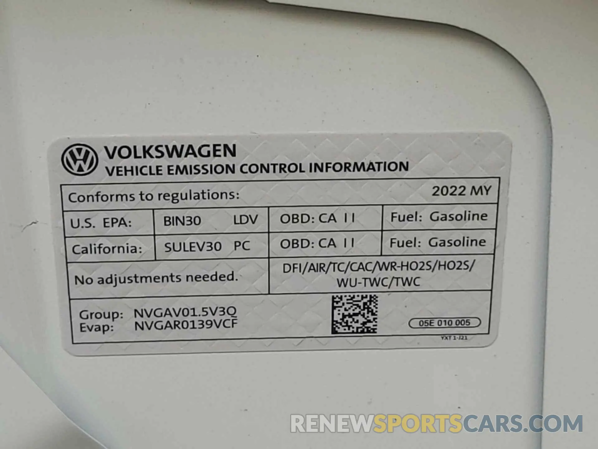 21 Photograph of a damaged car 3VVYX7B21NM068397 VOLKSWAGEN TAOS 2022