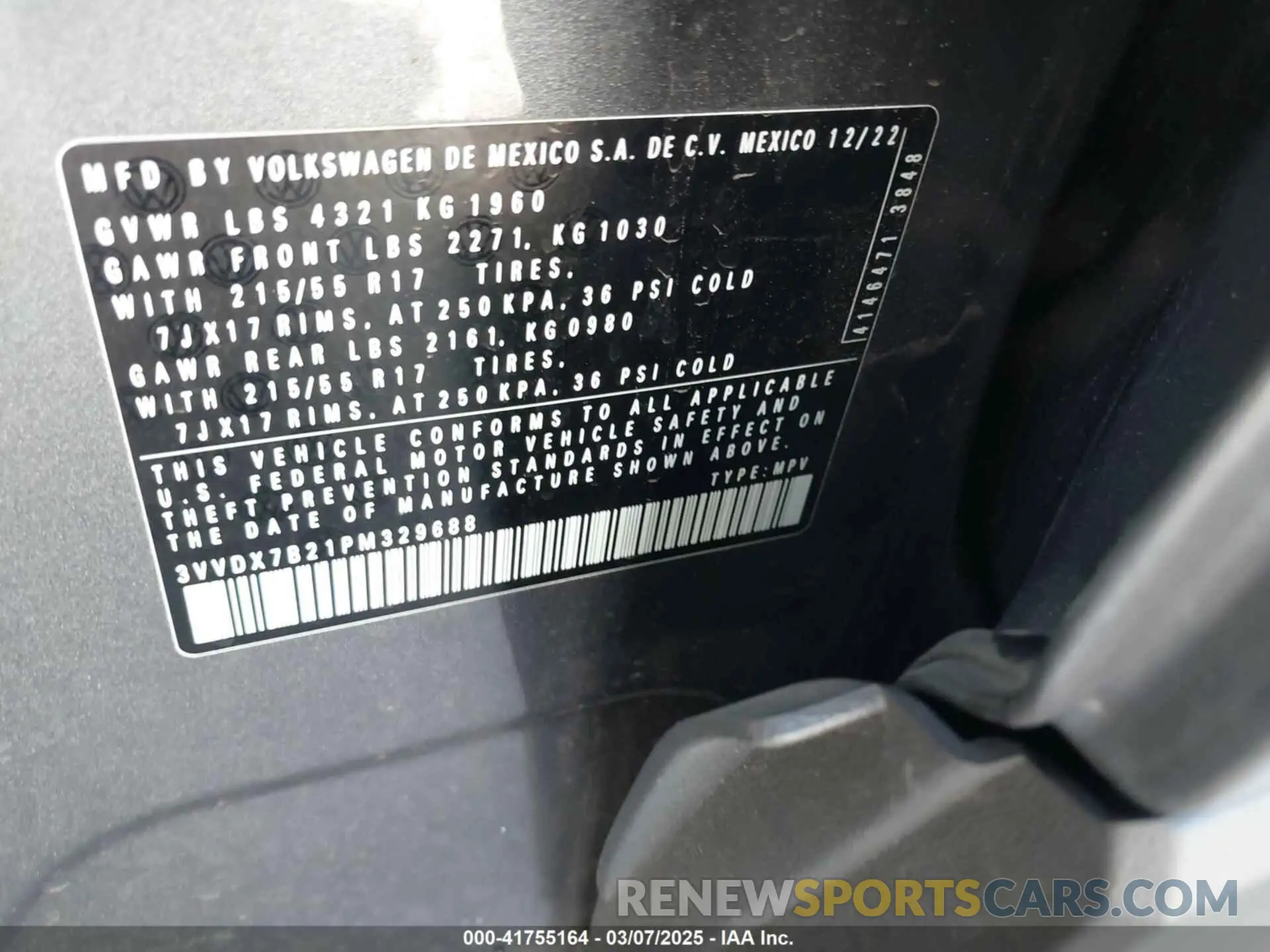 9 Photograph of a damaged car 3VVDX7B21PM329688 VOLKSWAGEN TAOS 2023