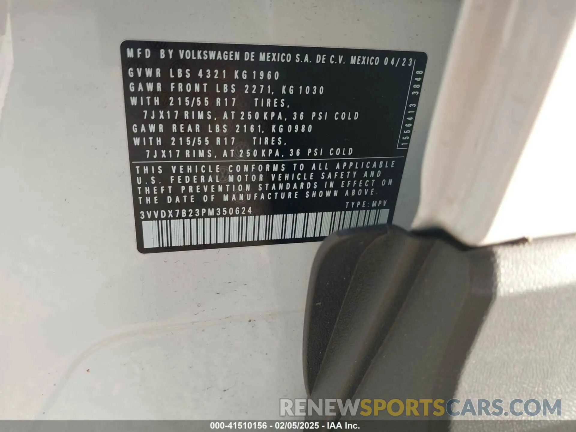 9 Фотография поврежденного автомобиля 3VVDX7B23PM350624 VOLKSWAGEN TAOS 2023