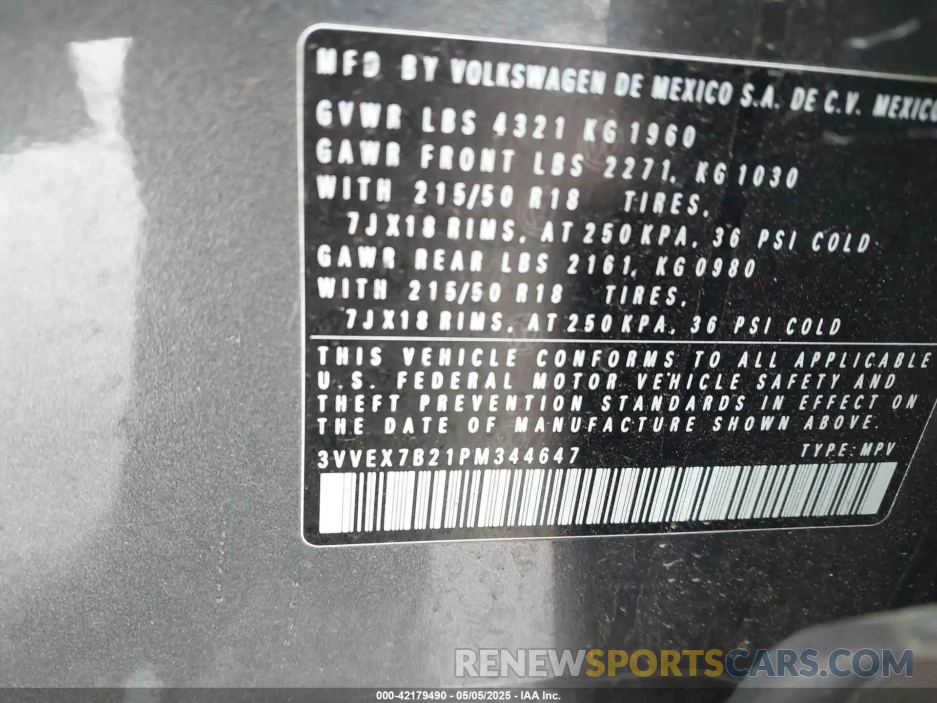 9 Фотография поврежденного автомобиля 3VVEX7B21PM344647 VOLKSWAGEN TAOS 2023