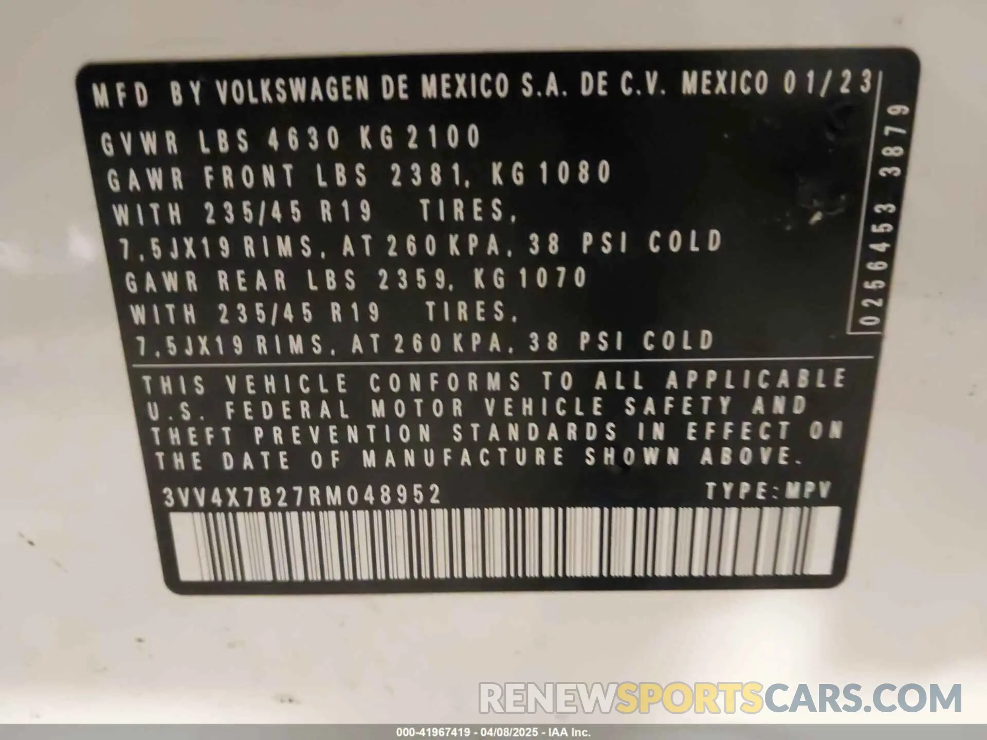 9 Фотография поврежденного автомобиля 3VV4X7B27RM048952 VOLKSWAGEN TAOS 2024