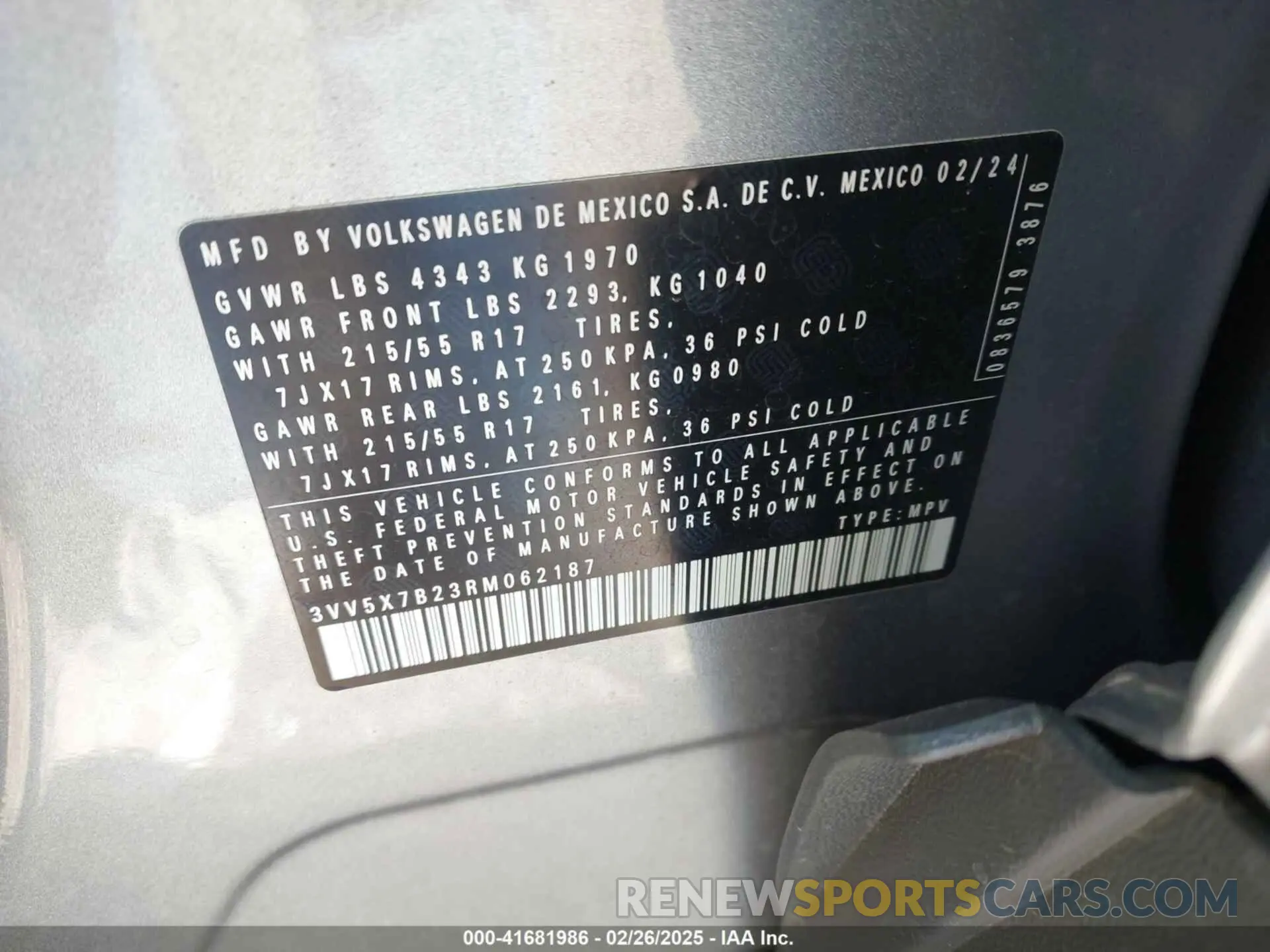 9 Photograph of a damaged car 3VV5X7B23RM062187 VOLKSWAGEN TAOS 2024