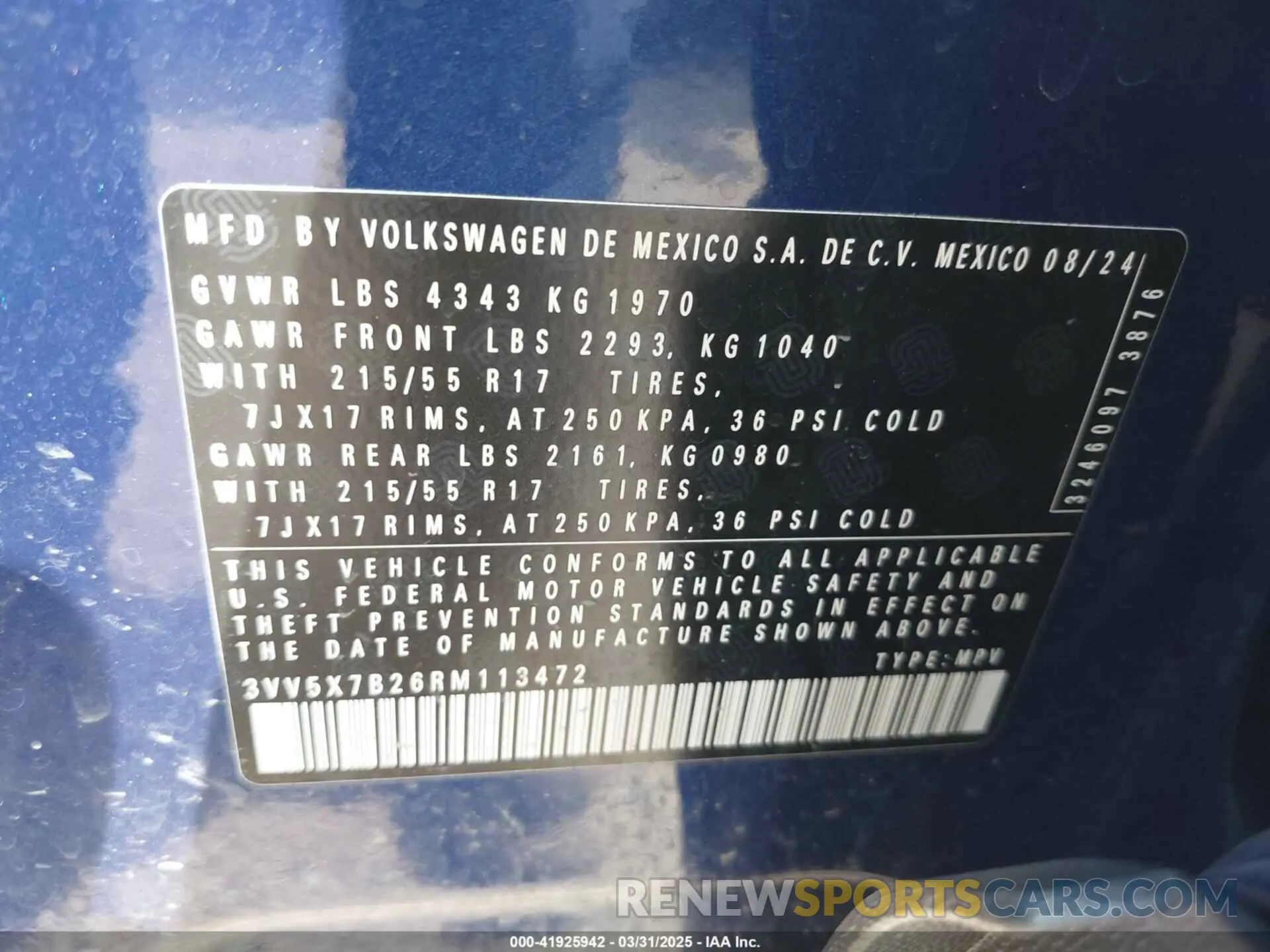 9 Photograph of a damaged car 3VV5X7B26RM113472 VOLKSWAGEN TAOS 2024
