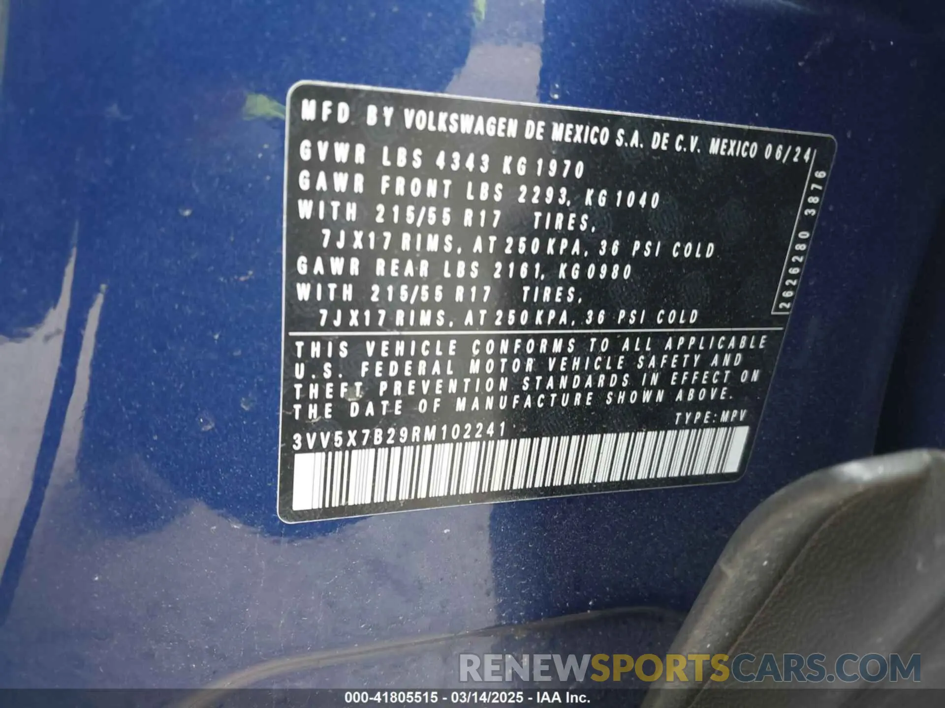 9 Photograph of a damaged car 3VV5X7B29RM102241 VOLKSWAGEN TAOS 2024