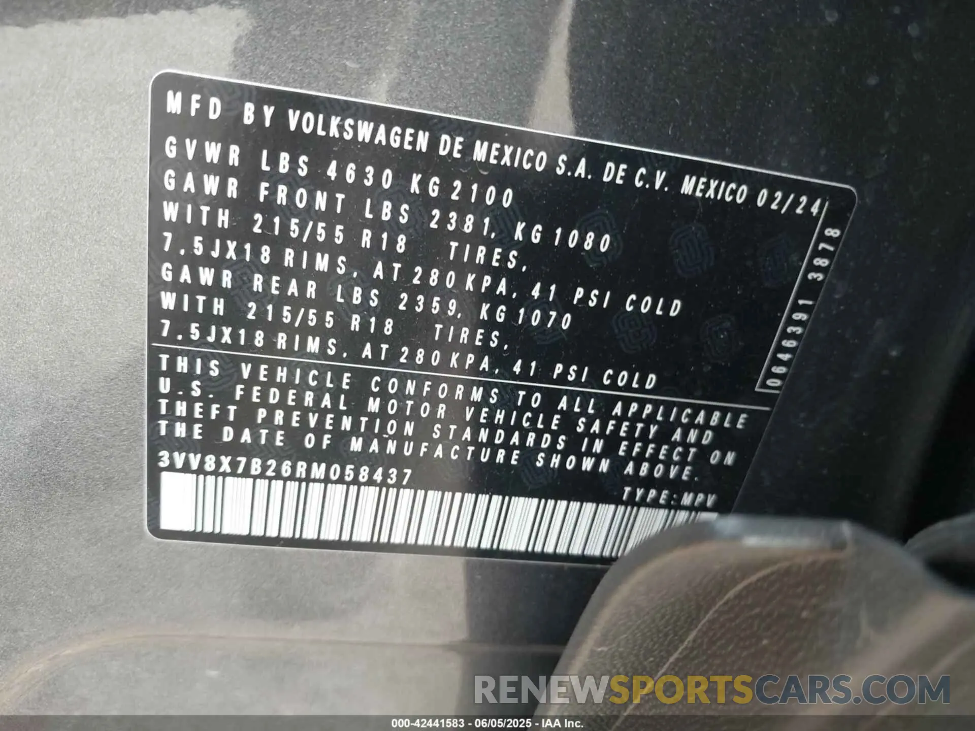 9 Фотография поврежденного автомобиля 3VV8X7B26RM058437 VOLKSWAGEN TAOS 2024