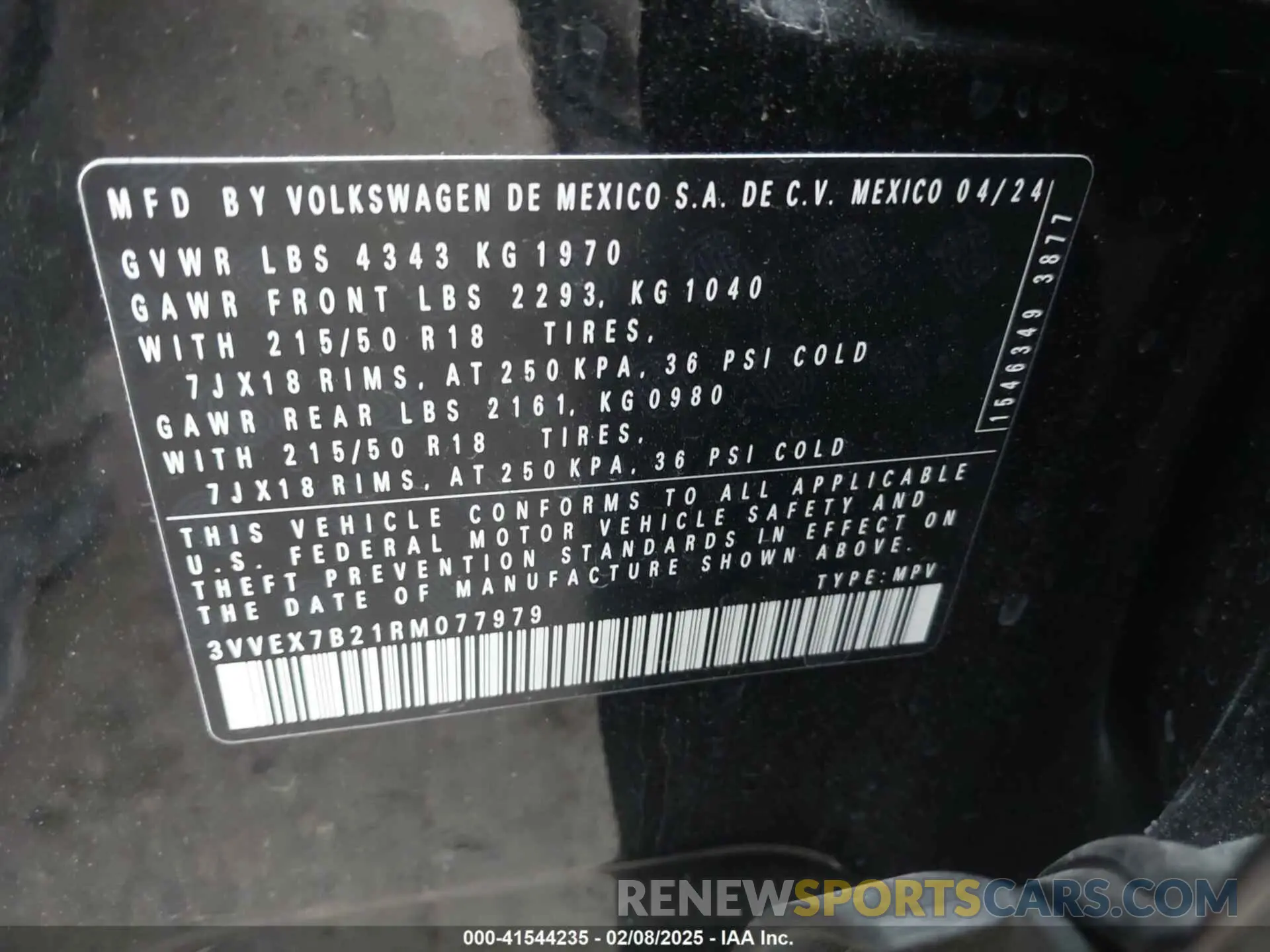 9 Фотография поврежденного автомобиля 3VVEX7B21RM077979 VOLKSWAGEN TAOS 2024