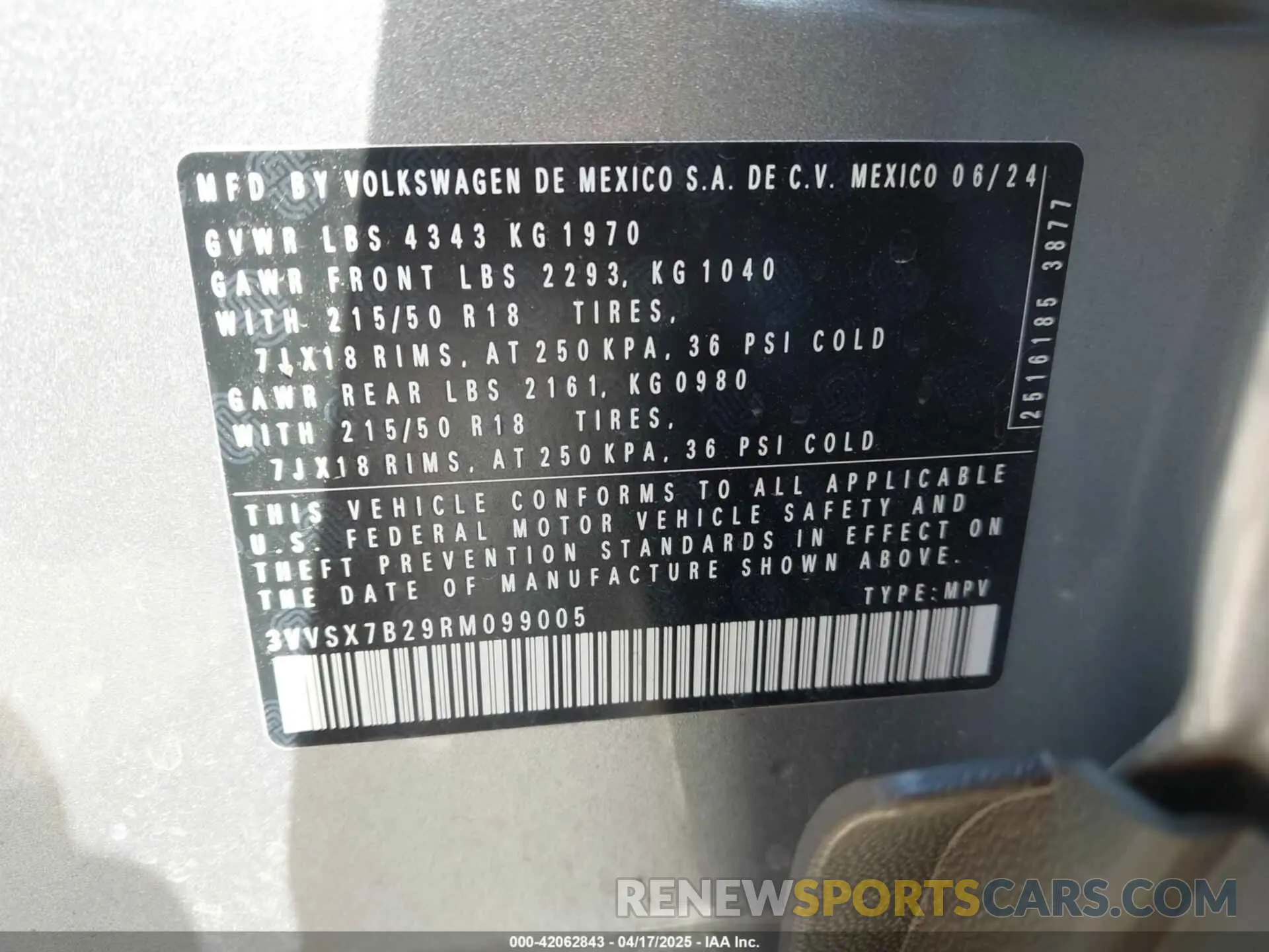 9 Фотография поврежденного автомобиля 3VVSX7B29RM099005 VOLKSWAGEN TAOS 2024