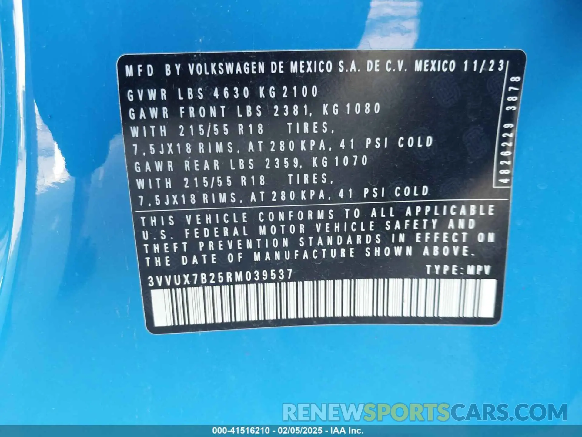 9 Фотография поврежденного автомобиля 3VVUX7B25RM039537 VOLKSWAGEN TAOS 2024