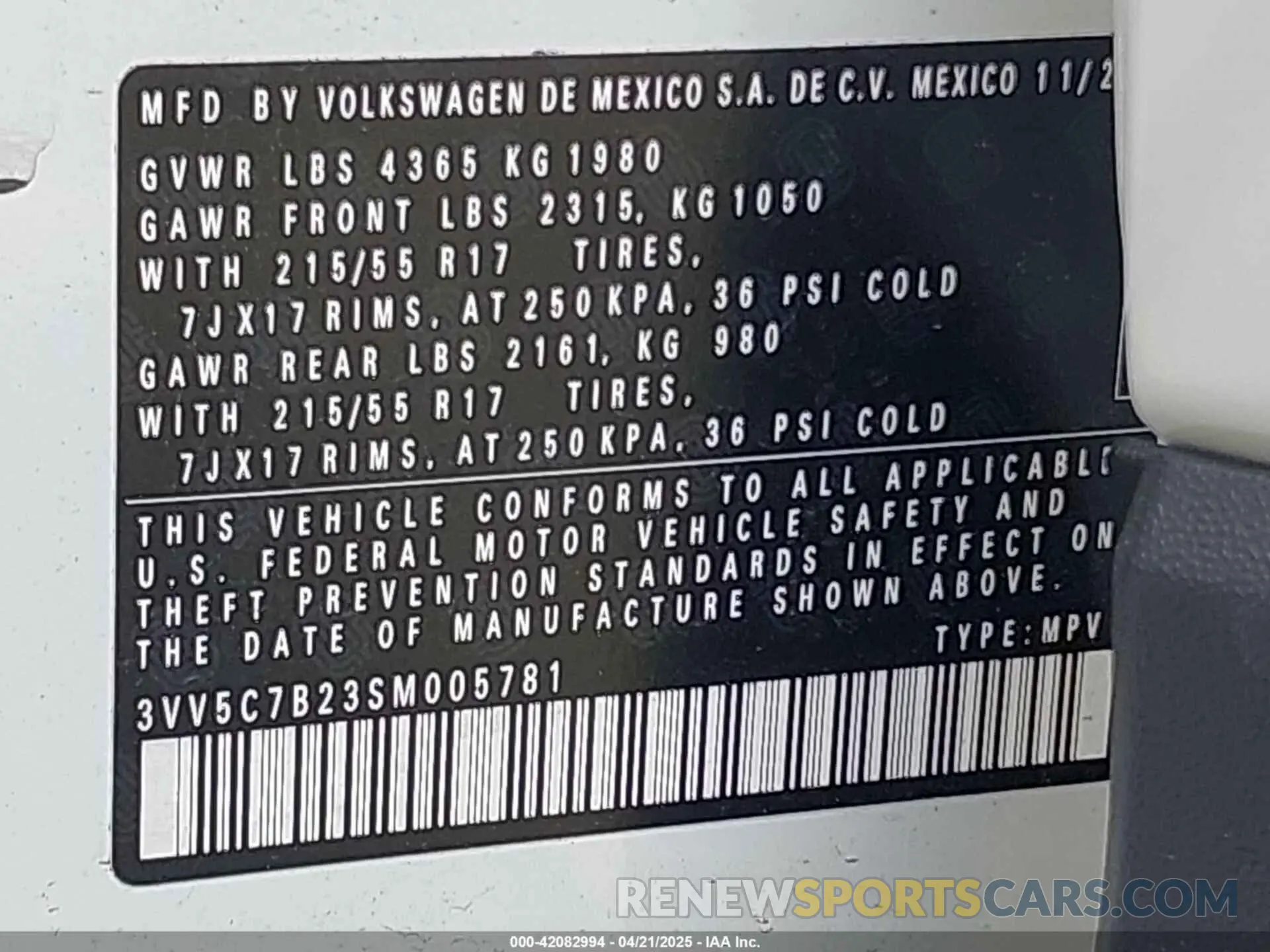9 Фотография поврежденного автомобиля 3VV5C7B23SM005781 VOLKSWAGEN TAOS 2025