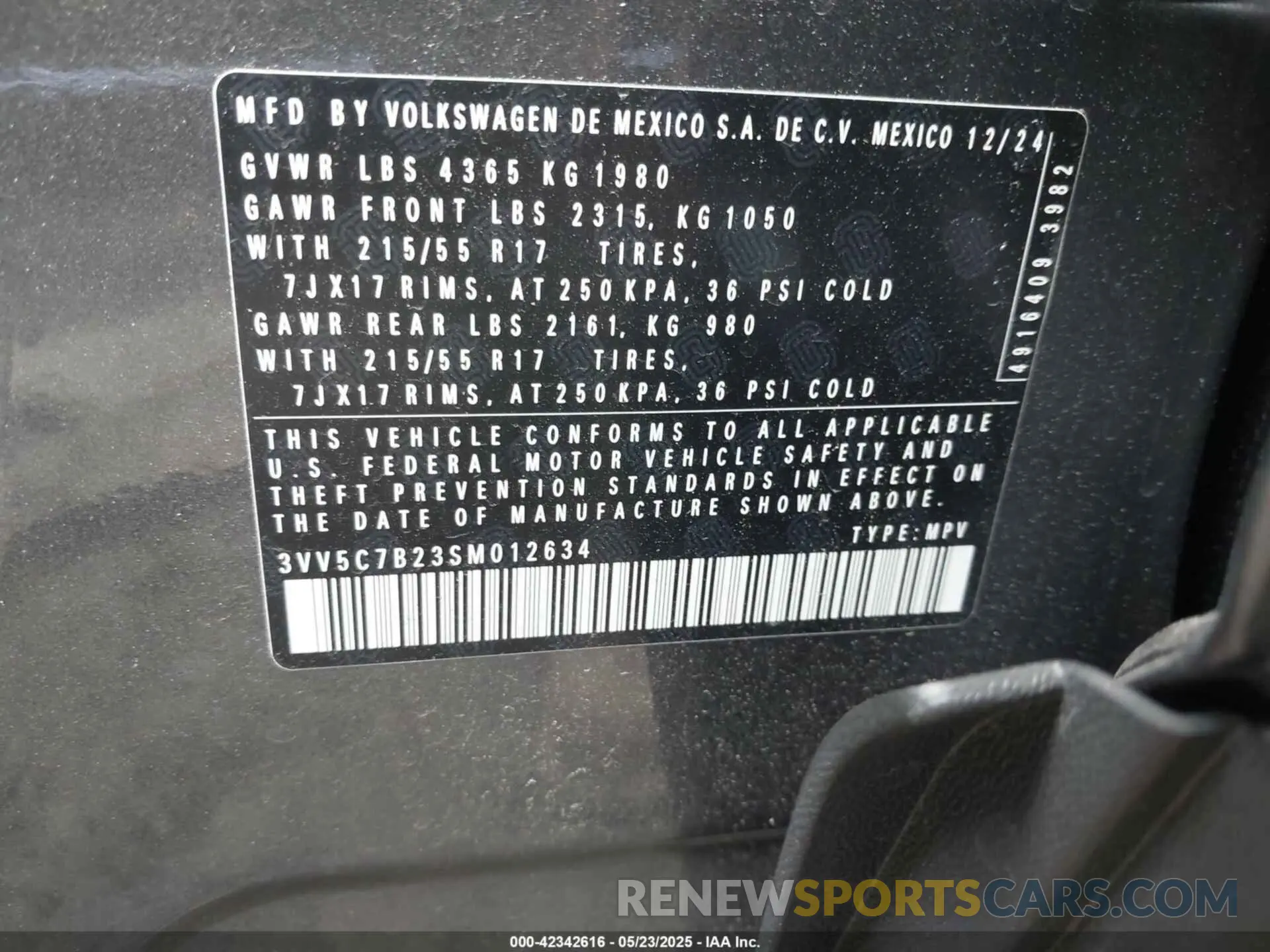 9 Фотография поврежденного автомобиля 3VV5C7B23SM012634 VOLKSWAGEN TAOS 2025