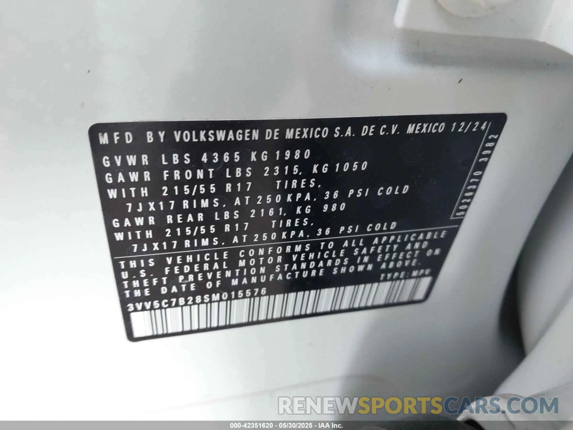 9 Photograph of a damaged car 3VV5C7B28SM015576 VOLKSWAGEN TAOS 2025