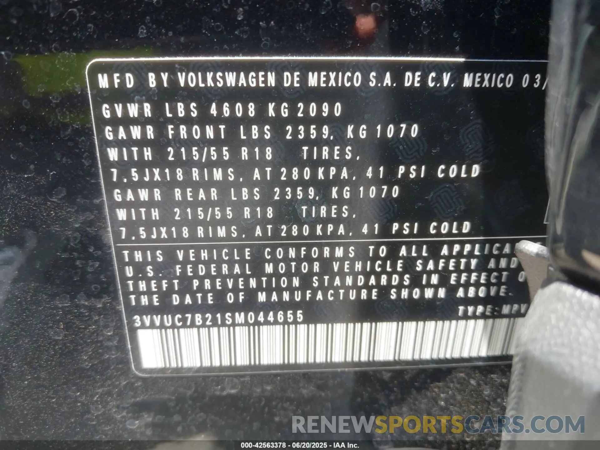 9 Photograph of a damaged car 3VVUC7B21SM044655 VOLKSWAGEN TAOS 2025
