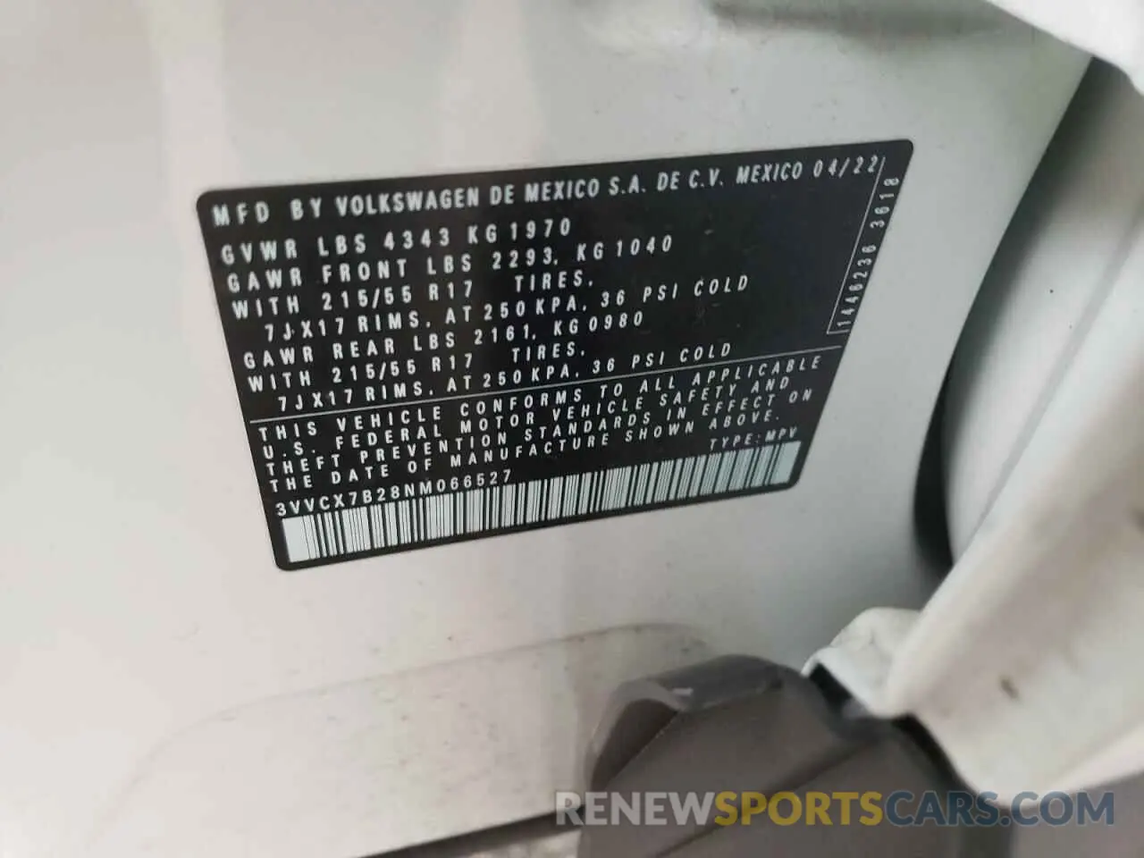 14 Photograph of a damaged car 3VVCX7B28NM066527 VOLKSWAGEN TAOS S 2022