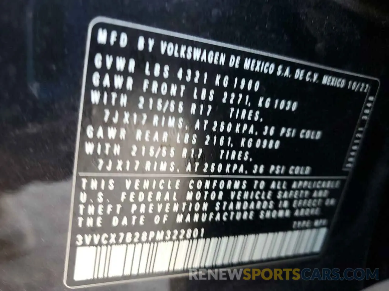 13 Photograph of a damaged car 3VVCX7B28PM322801 VOLKSWAGEN TAOS S 2023