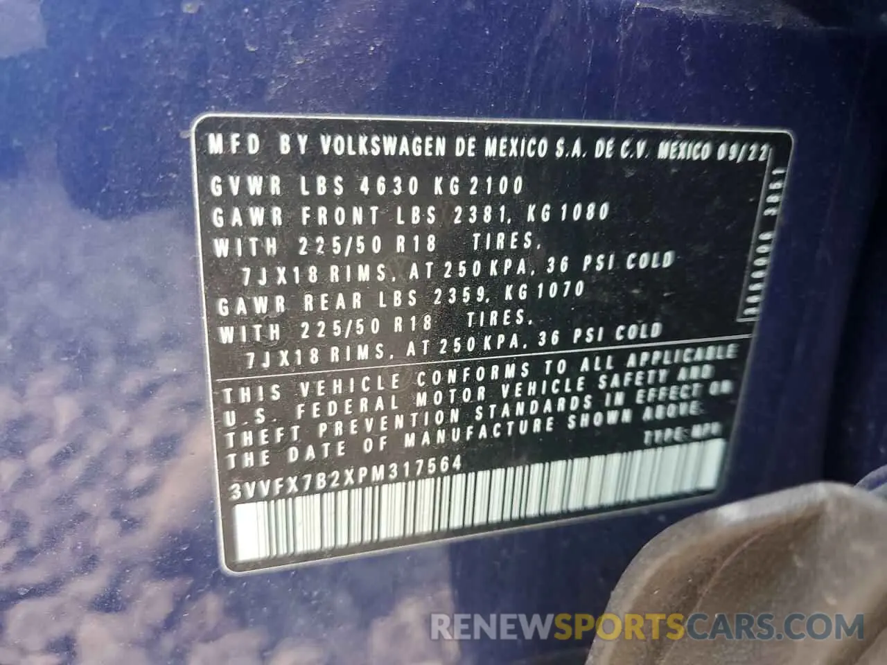 13 Photograph of a damaged car 3VVFX7B2XPM317564 VOLKSWAGEN TAOS S 2023