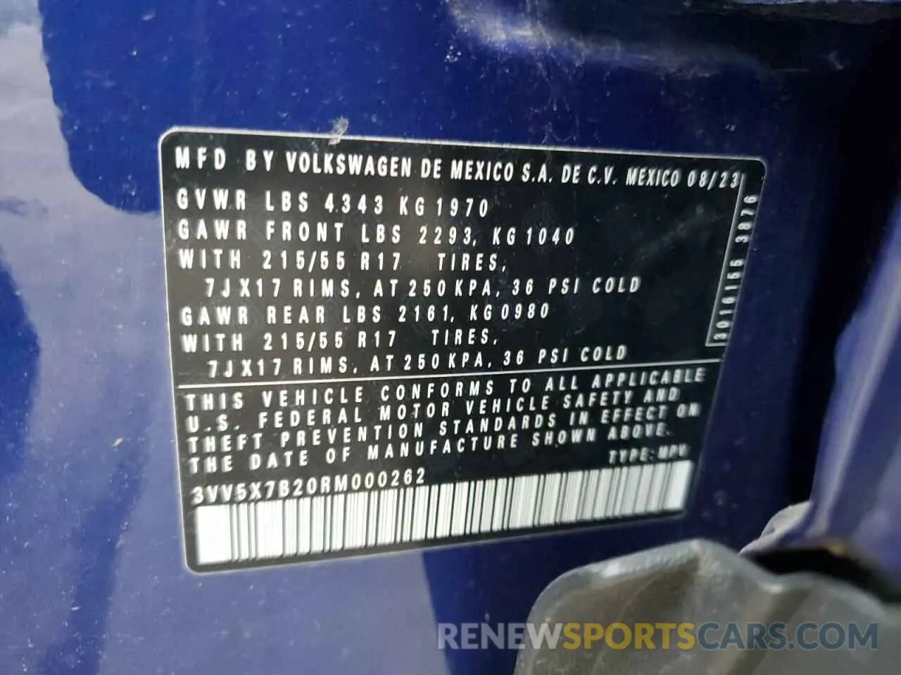 13 Photograph of a damaged car 3VV5X7B20RM000262 VOLKSWAGEN TAOS S 2024