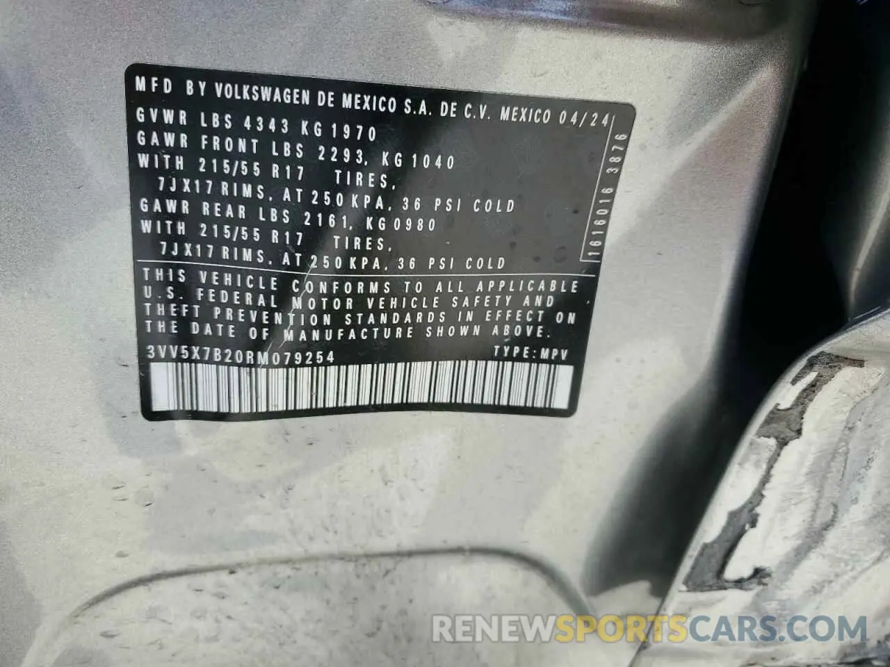 12 Фотография поврежденного автомобиля 3VV5X7B20RM079254 VOLKSWAGEN TAOS S 2024