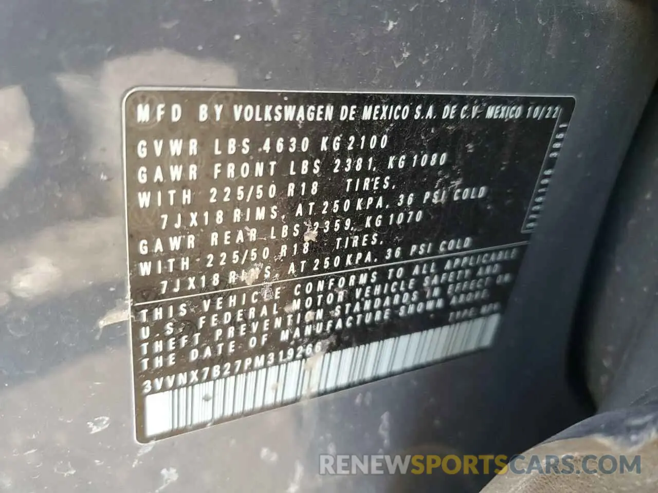 13 Фотография поврежденного автомобиля 3VVNX7B27PM319266 VOLKSWAGEN TAOS SE 2023