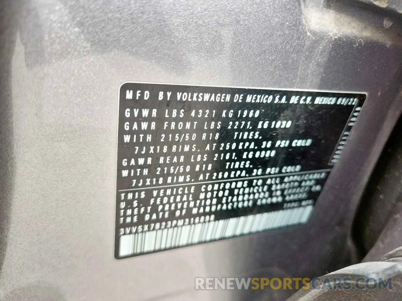 13 Photograph of a damaged car 3VVSX7B23PM316898 VOLKSWAGEN TAOS SE 2023