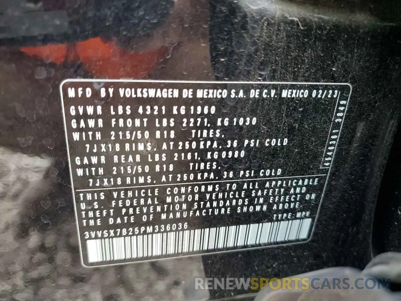 14 Photograph of a damaged car 3VVSX7B25PM336036 VOLKSWAGEN TAOS SE 2023