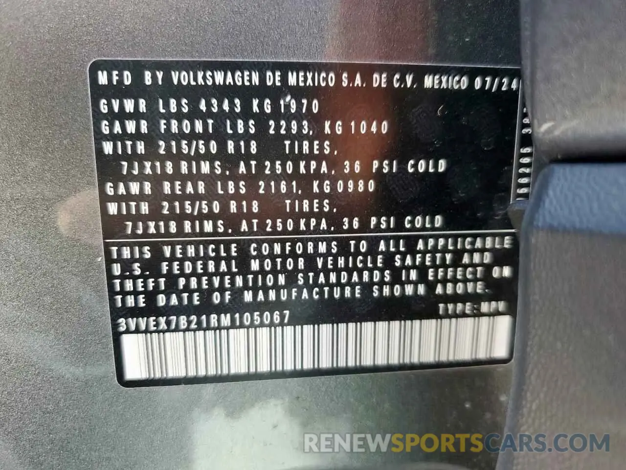 16 Фотография поврежденного автомобиля 3VVEX7B21RM105067 VOLKSWAGEN TAOS SE 2024