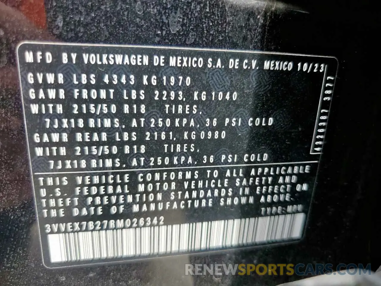 13 Фотография поврежденного автомобиля 3VVEX7B27RM026342 VOLKSWAGEN TAOS SE 2024