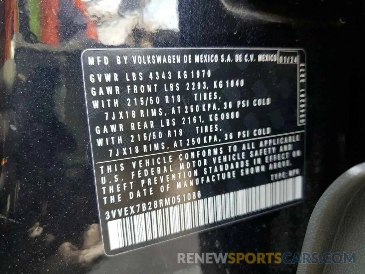 13 Фотография поврежденного автомобиля 3VVEX7B28RM051086 VOLKSWAGEN TAOS SE 2024