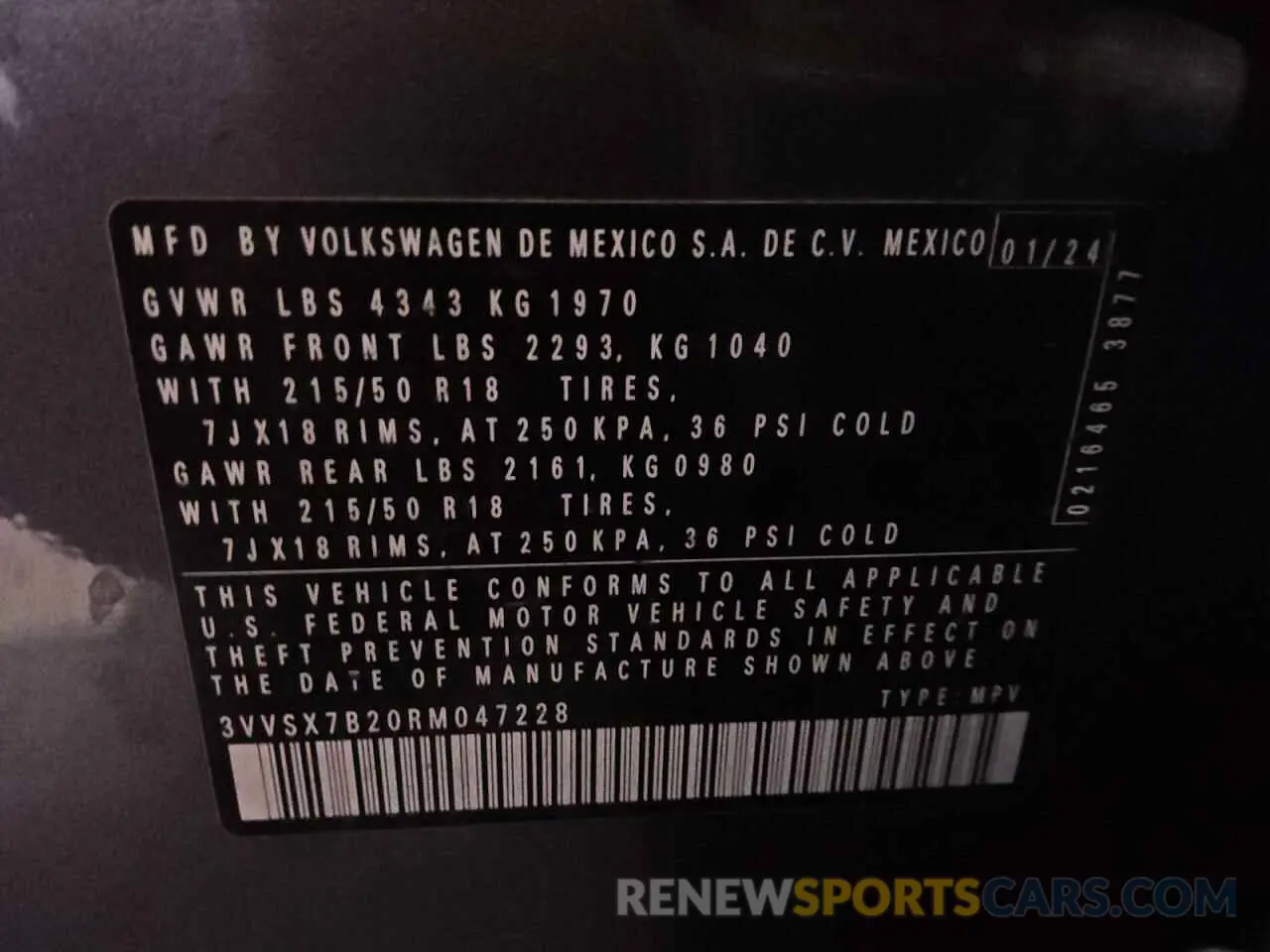 13 Фотография поврежденного автомобиля 3VVSX7B20RM047228 VOLKSWAGEN TAOS SE 2024
