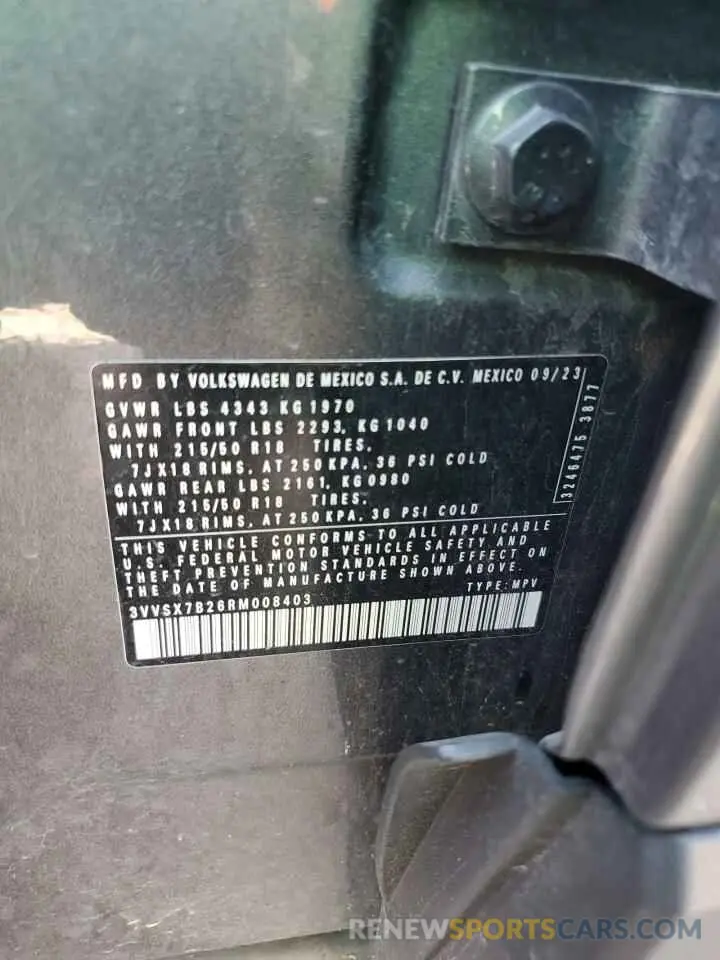 13 Photograph of a damaged car 3VVSX7B26RM008403 VOLKSWAGEN TAOS SE 2024