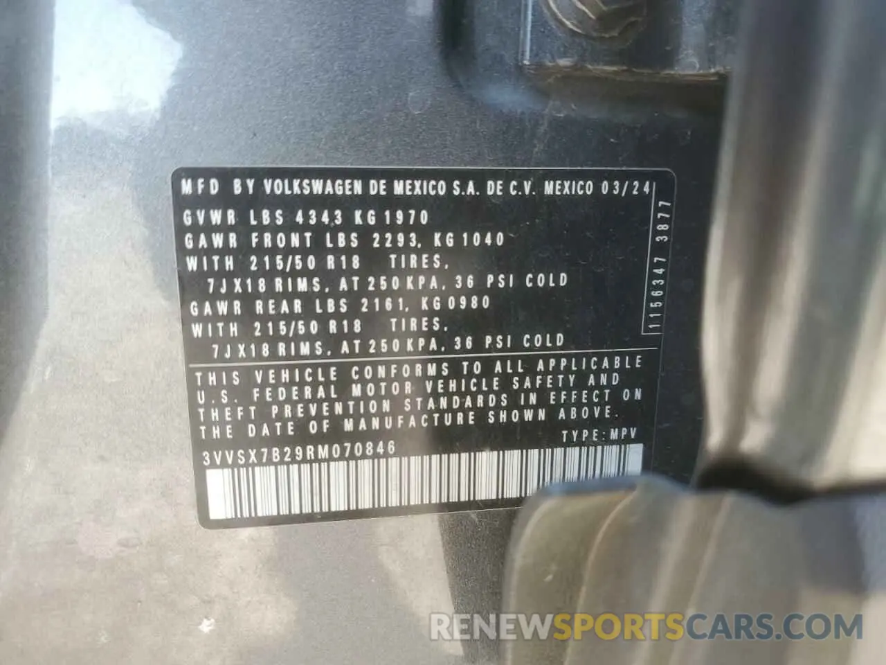 13 Photograph of a damaged car 3VVSX7B29RM070846 VOLKSWAGEN TAOS SE 2024